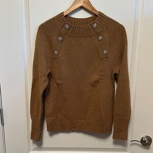 Chic Brown Sweater with Button Accents